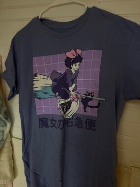 Hot Topic Purple Anime Graphic Tee with Pink Accent